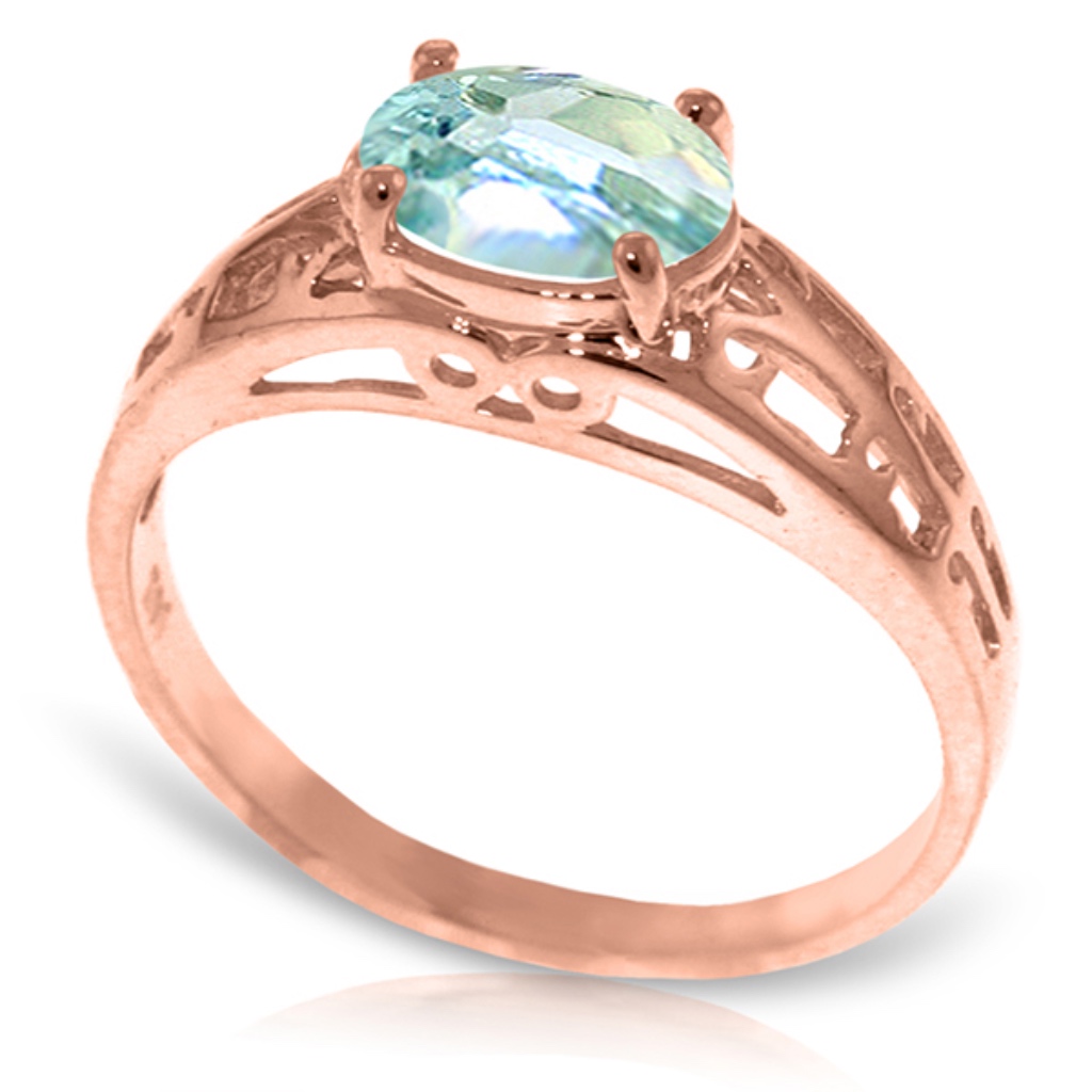 Solid Gold Filigree Ring With Natural Aquamarine 655$